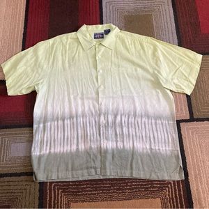 Vintage OTB One Touch Brand Men's Size M Green Ombre Linen Cotton Blend Shirt